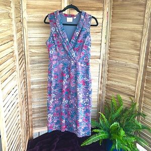 (12) Maeve sleeveless long midi dress business casual floral textured design
